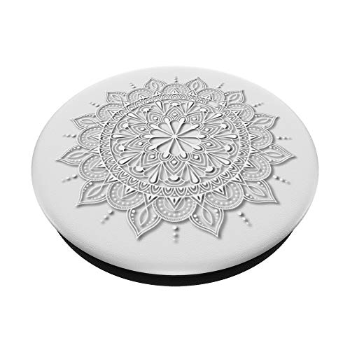 White Henna Mandala Floral Lace Phone Popper PopSockets Swappable PopGrip