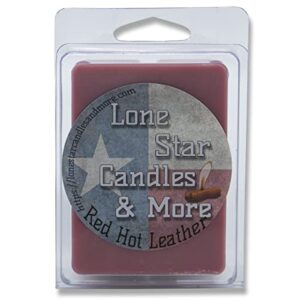 Leather Scented Collection of Premium Lone Star Candles & More's Hand Poured Soy Wax Melts, Authentic Aroma of Genuine Leather, and Leather Blends, Wax Cubes, USA Made (Red Hot Leather, 3-Pack)