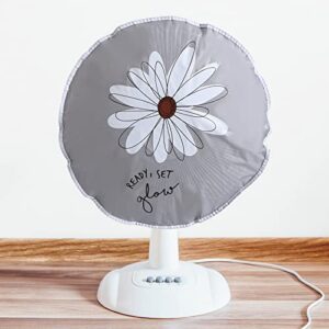 Cuayaes Fan Dust Cover Waterproof Dustproof Fan Cover, 2 Pack Washable Standing Round Fan Dust-Proof Cover, Household Floor Fan Cover Protective Cover (Gray Sun Flower)