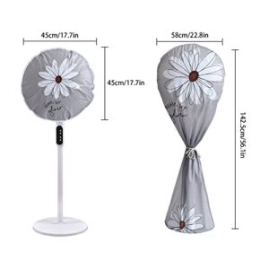 Cuayaes Fan Dust Cover Waterproof Dustproof Fan Cover, 2 Pack Washable Standing Round Fan Dust-Proof Cover, Household Floor Fan Cover Protective Cover (Gray Sun Flower)