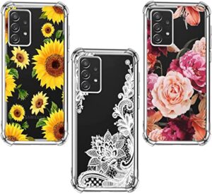 yjrop (3-pack) for samsung galaxy a53 5g case, soft clear tpu [scratch-resistant] drop silicone bumper protection shockproof phone case cover for samsung galaxy a53 5g,flower