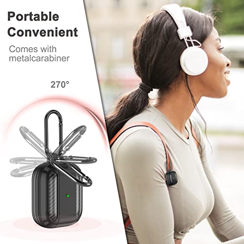 ORIbox Carbon Fiber Designed for Apple AirPods Pro Case, Full Protective Case Skin with Keychain - Fiber Black, ER500001