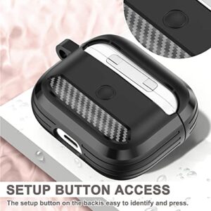 ORIbox Carbon Fiber Designed for Apple AirPods Pro Case, Full Protective Case Skin with Keychain - Fiber Black, ER500001