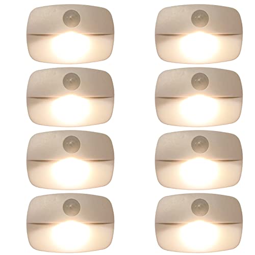 Wotermly 8 Pack Motion Sensor Light Indoor, Closet Light Without Wiring, Cordless Battery-Powered LED Night Light, Stick-Anywhere Wall Lights for Stairs, Hallway, Bathroom, Bedroom, Wardrobe