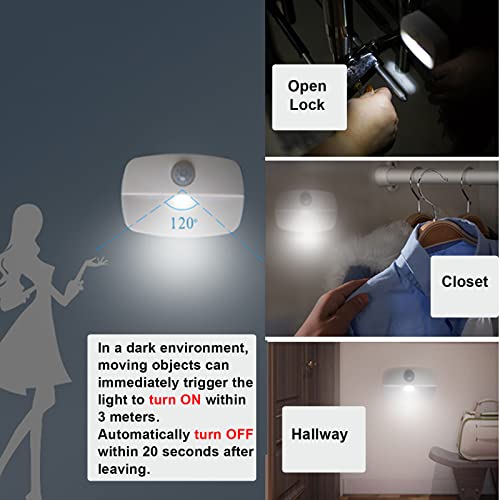 Wotermly 8 Pack Motion Sensor Light Indoor, Closet Light Without Wiring, Cordless Battery-Powered LED Night Light, Stick-Anywhere Wall Lights for Stairs, Hallway, Bathroom, Bedroom, Wardrobe