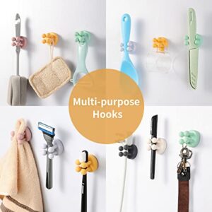 HANLIAN Adhesive Silicone Stick on Hooks, Multi-Purpose Damage Free Hanging Hooks, Razor Holder for Shower Wall, Shower Hooks for Loofah Waterproof, Widely Used for Kitchen Bathroom（6pcs, StyleA）
