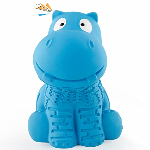 petizer Indestructible Squeaky Dog Toys for Aggressive Chewers, Durable Tough Latex Toys for Heavy Chewers, Natural Rubber Toys for Small/Medium/Large Dogs, Blue Hippo