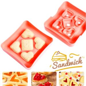 Crethinkaty Sandwich Cutters,Mini Sandwich Cutter and Sealer Bread Crust Cutter DIY Pocket Sandwich with Vegetable and Fruit Cutters Shapes Cookie Cutters Lunchbox and Party Platters for Kids