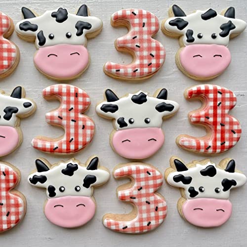 Crethinkaty Cow Cookie Cutter Set - 5 Pieces Stainless Steel Cookie Cutters Milk Bottle,Cow,Longhorn,Cow Head and Holy Cross for Biscuit, Fondant