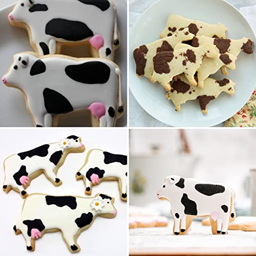 Crethinkaty Cow Cookie Cutter Set - 5 Pieces Stainless Steel Cookie Cutters Milk Bottle,Cow,Longhorn,Cow Head and Holy Cross for Biscuit, Fondant