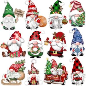 48 pcs christmas gnome cutouts with 60 glue point dots, christmas bulletin board decorations, winter classroom school christmas holiday party decorations for wall window blackboard