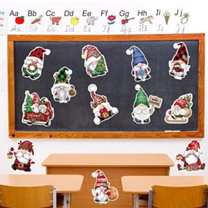 48 PCS Christmas Gnome Cutouts with 60 Glue Point Dots, Christmas Bulletin Board Decorations, Winter Classroom School Christmas Holiday Party Decorations for Wall Window Blackboard