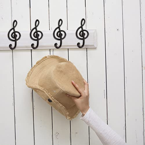 JUXYES Pack of 4 Musical Note Vintage Wall Decorative Hook with Screws, Cast Iron Heavy Duty Wall Garage Hook Music Treble Note Retro Wall Hanger Hook for Robes, Towels, Coats, Bags and Cloths
