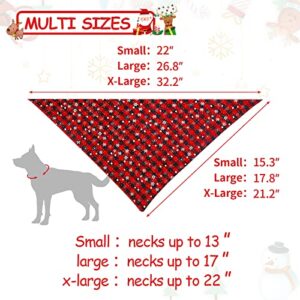 Malier 2 Pack Dog Bandana Christmas Classic Plaid Snowflake Pet Scarf Triangle Bibs Kerchief Set Pet Costume Accessories Decoration for Small Medium Large Dogs Cats Pets (Large, Red + Red)