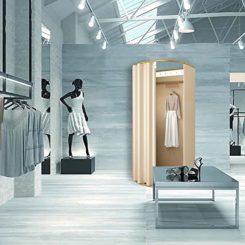 Clothing Store Fitting Room with Shading Curtain, Portable Temporary Mobile Privacy Protection Dressing Room, Foldable Mall Simple Changing Room and Display Rack, 200x100x95cm (Beige)