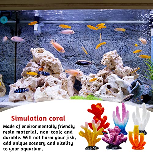 BLLREMIPSUR 6Pcs Mini Coral Decor Fish Tank, Multicolor Artificial Ocean Coral Reef Ornaments for Aquarium Decorations