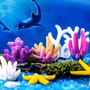 BLLREMIPSUR 6Pcs Mini Coral Decor Fish Tank, Multicolor Artificial Ocean Coral Reef Ornaments for Aquarium Decorations