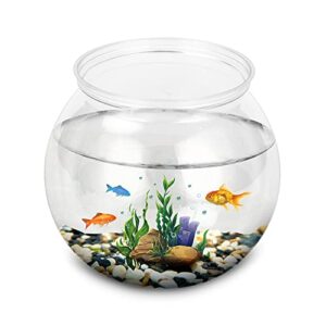 mini fish tank,classic drum style fish bowl transparent plastic round bowl aquarium 360° view of aquarium centerpiece or terrarium(l)
