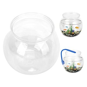 Mini Fish Tank,Classic Drum Style Fish Bowl Transparent Plastic Round Bowl Aquarium 360° View of Aquarium Centerpiece or Terrarium(L)