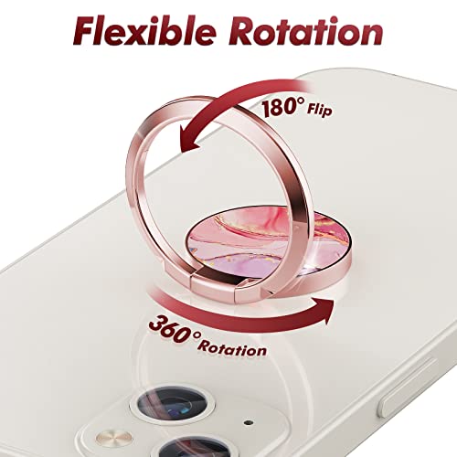 Tbrand Cell Phone Ring Holder, Finger Ring Stand, 360 Degree Rotation Finger Ring Kickstand, Metal Grip Holder for Most Smart Phones, iPhone, Samsung, LG, Sony (Pink)