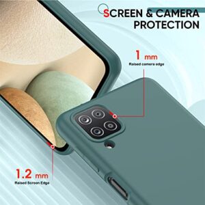 LeYi for Samsung Galaxy A12 Case, Samsung A12 Case with [2 Pack] Tempered Glass Screen Protector & Camera Lens Protector, Liquid Silicone Soft Microfiber Liner Cover Case for Galaxy A12, Green