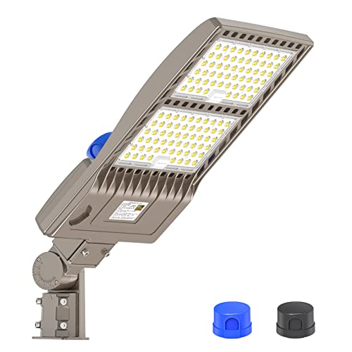 320W 480V LED Shoebox Parking Lot Light Dusk to Dawn Photocell Slip Fitter 44800LM 5000K Outdoor LED Pole Lights UL DLC IP65 Commercial Street Area Lighting Shorting Cap 1200W MH HID HPS Replacement