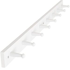 dseap long wall coat rack with 8 peg hooks - 16-inch hole to hole, shaker-style wooden wall mounted coat hook hanger for coats hats towels clothes, white