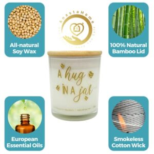 Hug in a Jar Soy Candle for Loved Ones. Uplifting Thoughtful Healing Gift for Best Friends.Ideal Valentine's Day Gift. Birthday Gift for Mom, Dad, Sister, Grandma (Lime, Bergamot & Mandarin)