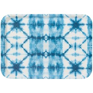 c.r. gibson americana tie dye reusable serving tray melamine platter, 10" w x 14" l, blue