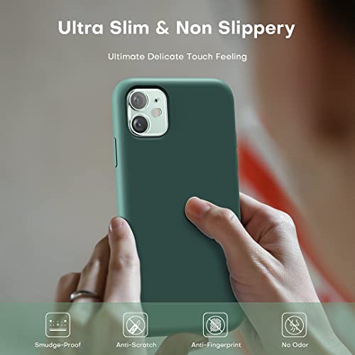 TOCOL 5 in 1 for iPhone 11 Case, with 2 Screen Protectors + 2 Camera Protectors, Liquid Silicone [Anti-Scratch] [Drop Protection] for iPhone 11 Phone Case, Midnight Green