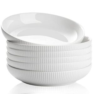 getstar pasta bowls, large salad serving bowls (8.5 inch 32 oz), pasta bowls set of 6, microwave dishwasher safe shallow bowl (white)