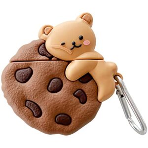 yatchen for airpod pro case,cute 3d cartoon cookie bear airpods pro cover kawaii soft silicone protective cover with keychain shockproof charging case compatiable with airpods pro for girls women