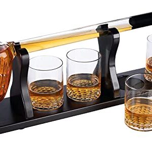 Golf Whiskey Decanter and 4 Liquor Glasses - Decanter & Glass Set - Golf Stick Gifts for Men - Unique Whiskey Decanter Set - Bourbon & Scotch Decanter for Serving Alcohol - Golfer Gifts for Dad