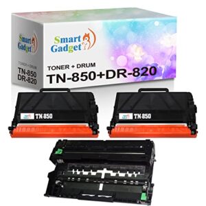 [2xtoner + 1x drum] smart gadget compatible toner&drum cartridge replacement tn-850 dr-820 | use with mfc-l5900dw hl-l6200dw hl-l6200dwt mfc-l5900dw mfc-l5800dw dcp-l5500dn printers, black
