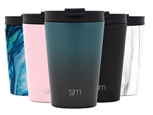 simple modern insulated tumbler with lid and straw | iced coffee cup reusable stainless steel water bottle travel mug | spring break gifts for her & him | classic collection | 12oz | moonlight