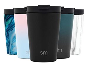 simple modern insulated tumbler with lid and straw | iced coffee cup reusable stainless steel water bottle travel mug | spring break gifts for her & him | classic collection | 12oz | midnight black