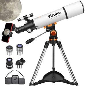 telescope for adults astronomy, 80mm aperture and 500mm focal length refractor telescope for beginners. portable travel telescope with powerful az-mount for viewing the moon and planets
