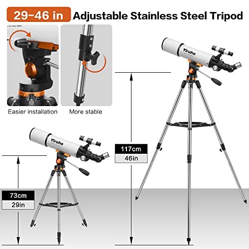 Telescope for Adults Astronomy, 80mm Aperture and 500mm Focal Length Refractor Telescope for Beginners. Portable Travel Telescope with Powerful AZ-Mount for Viewing The Moon and Planets
