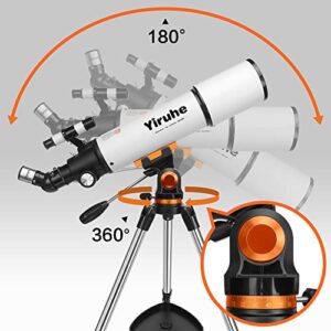 Telescope for Adults Astronomy, 80mm Aperture and 500mm Focal Length Refractor Telescope for Beginners. Portable Travel Telescope with Powerful AZ-Mount for Viewing The Moon and Planets