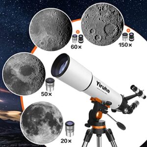 Telescope for Adults Astronomy, 80mm Aperture and 500mm Focal Length Refractor Telescope for Beginners. Portable Travel Telescope with Powerful AZ-Mount for Viewing The Moon and Planets