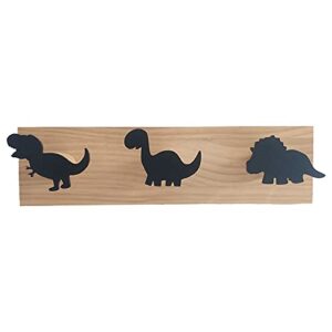 camisin kids dinosaur wall mounted coat hooks wooden door hanger for boys bedroom nursery playroom decorations -black