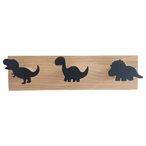 Camisin Kids Dinosaur Wall Mounted Coat Hooks Wooden Door Hanger for Boys Bedroom Nursery Playroom Decorations -Black