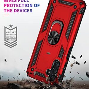 YZOK for Galaxy A13 5G Case,with HD Screen Protector,[Military Grade] Ring Car Mount Kickstand Hybrid Hard PC Soft TPU Shockproof Protective Case for Samsung Galaxy A13 5G (Red)