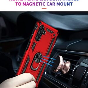 YZOK for Galaxy A13 5G Case,with HD Screen Protector,[Military Grade] Ring Car Mount Kickstand Hybrid Hard PC Soft TPU Shockproof Protective Case for Samsung Galaxy A13 5G (Red)