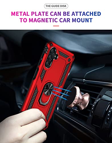 YZOK for Galaxy A13 5G Case,with HD Screen Protector,[Military Grade] Ring Car Mount Kickstand Hybrid Hard PC Soft TPU Shockproof Protective Case for Samsung Galaxy A13 5G (Red)