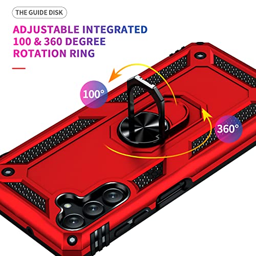 YZOK for Galaxy A13 5G Case,with HD Screen Protector,[Military Grade] Ring Car Mount Kickstand Hybrid Hard PC Soft TPU Shockproof Protective Case for Samsung Galaxy A13 5G (Red)