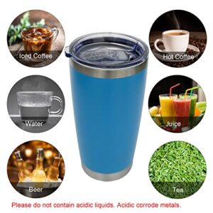 Wotermly Travel Coffee Mugs with Lid and Straw, Blue Insulated Coffee Mugs, 20oz Stainless Steel Double Wall Vacuum Coffee Travel Mug, 3 Blue