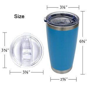 Wotermly Travel Coffee Mugs with Lid and Straw, Blue Insulated Coffee Mugs, 20oz Stainless Steel Double Wall Vacuum Coffee Travel Mug, 3 Blue