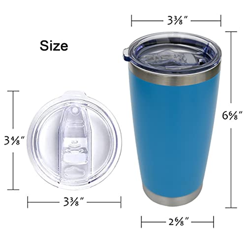 Wotermly Travel Coffee Mugs with Lid and Straw, Blue Insulated Coffee Mugs, 20oz Stainless Steel Double Wall Vacuum Coffee Travel Mug, 3 Blue