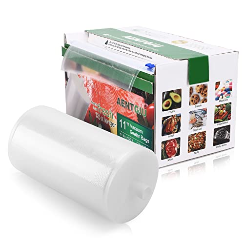 AENTGIU Food Vacuum Sealer Bags Roll with Cutter, 11"x150' BPA Free Vacuum Storage Bags Roll For Food Saver, Seal a Meal, Freezer Bags Space Saver for Vac Storage, Meal Prep or Sous Vide